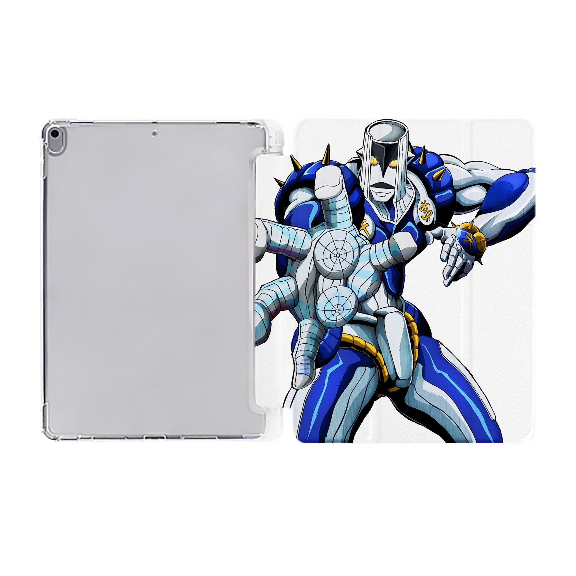 （画像用） ジョジョの奇妙な冒険 虹村億泰 にじむら おくやす JoJo's Bizarre Adventure Nijimura Okuyasu IPad ケース ペン収納付き 三つ折りスタンド PUレザー×シリコン 対応機種9.5/10.5/10.9インチ